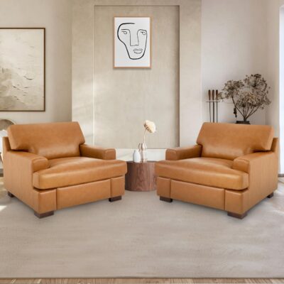 Accent Chair Set of 2 Tan