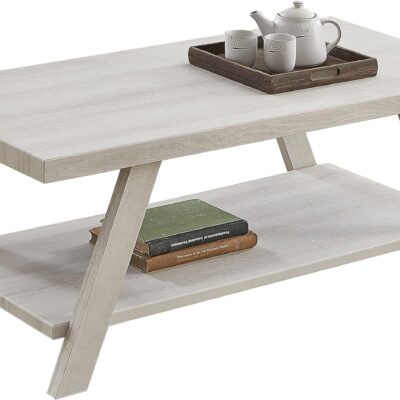 Athens Contemporary Wood Shelf Coffee Table, White